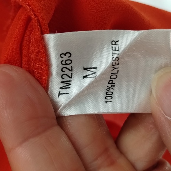 THML Anthropologie Orange Embroidered Cape Flutter Sleeve size medium sheer - Picture 8 of 10